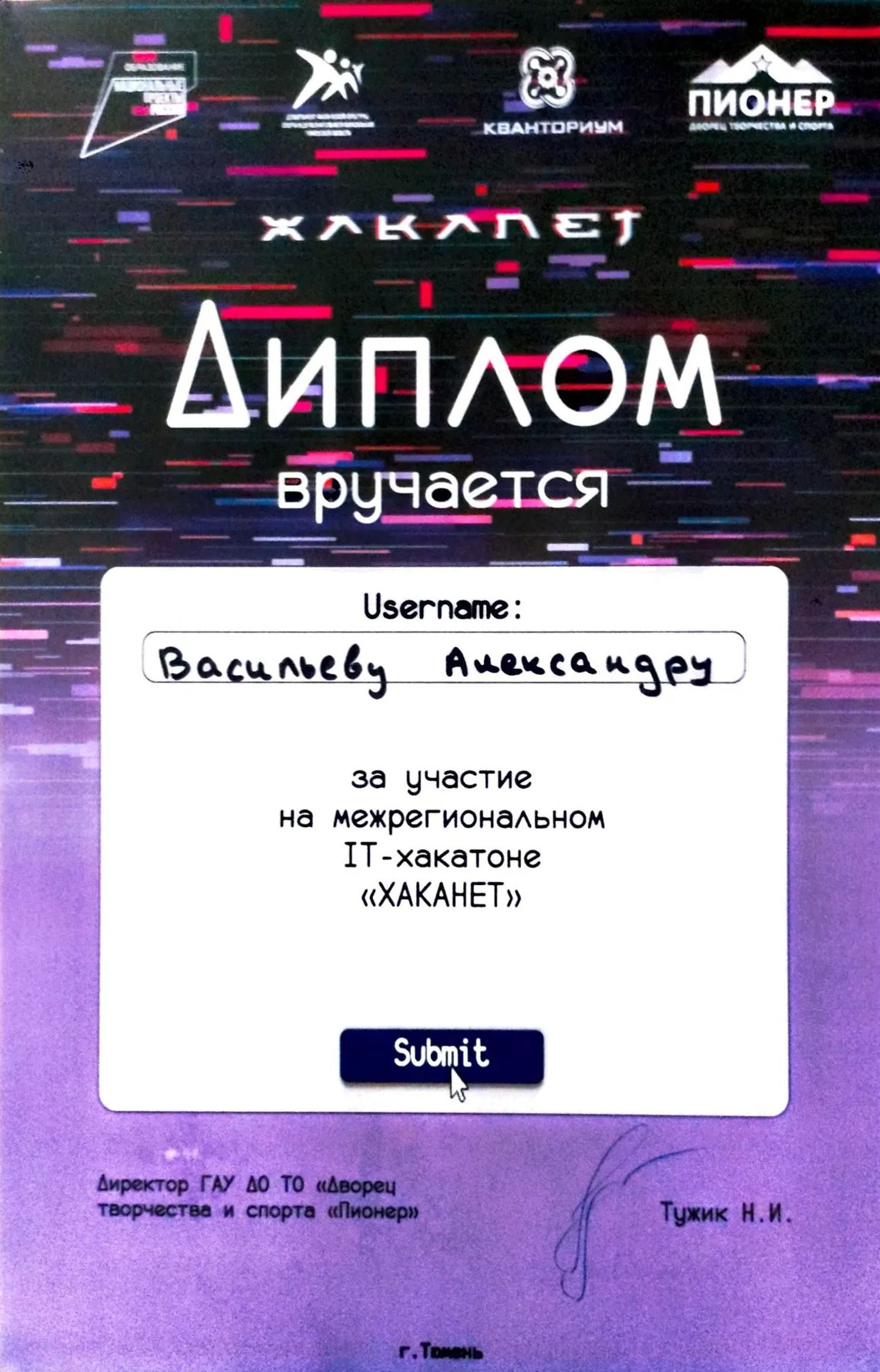 Диплом участника